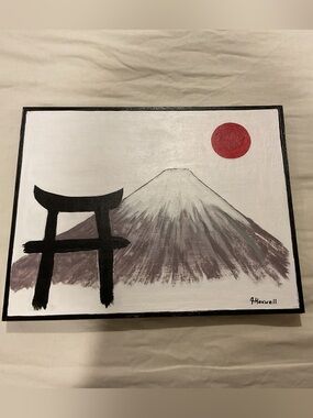 Painting Original Japan Inspired J Maxwell 11 x 14 Cradled Wood Panel